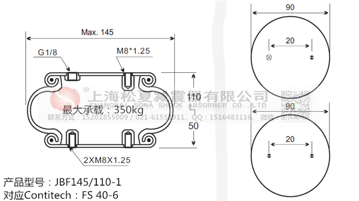 JBF145/110-1橡膠<a href='http://www.syracusetalks.com/' target='_blank'><u>空氣彈簧</u></a>