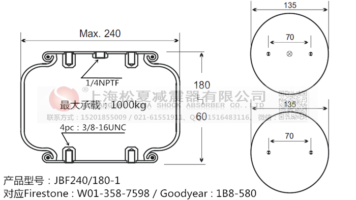 JBF240-180-1橡膠<a href='http://www.syracusetalks.com/' target='_blank'><u>空氣彈簧</u></a>