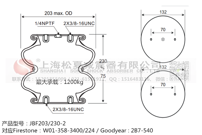 JBF203/230-2橡膠<a href='http://www.syracusetalks.com/' target='_blank'><u>空氣彈簧</u></a>