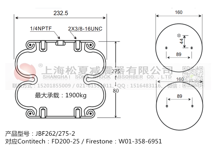 JBF262/275-2橡膠<a href='http://www.syracusetalks.com/' target='_blank'><u>空氣彈簧</u></a>