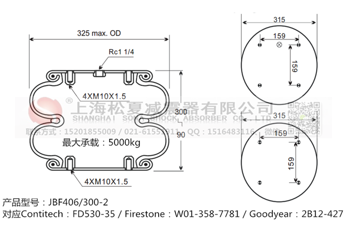 JBF406/300-2橡膠<a href='http://www.syracusetalks.com/' target='_blank'><u>空氣彈簧</u></a>